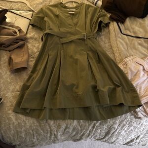 Olive Green Belted Dress